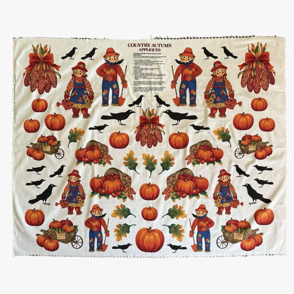 Fall Country Autumn Appliques Fabric Cut & Sew Scarecrow Sewing Crafts Pumpkins